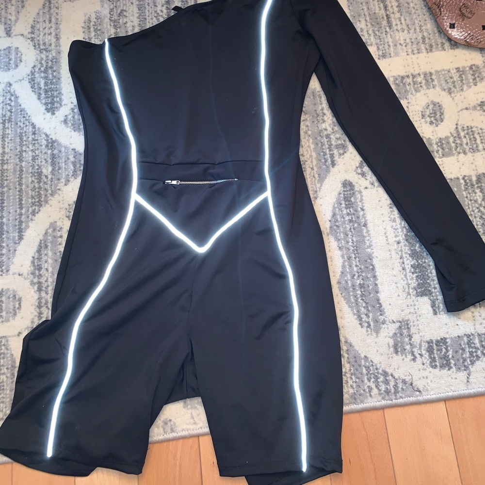 One shoulder biker short one piece